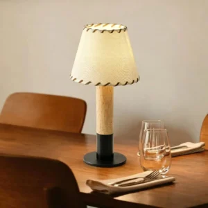 Japandi Handcrafted Wood & Fabric Table Lamp TL-N030 4