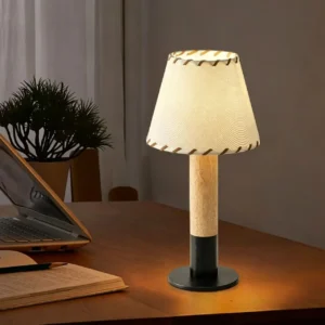 Japandi Handcrafted Wood & Fabric Table Lamp TL-N030 5