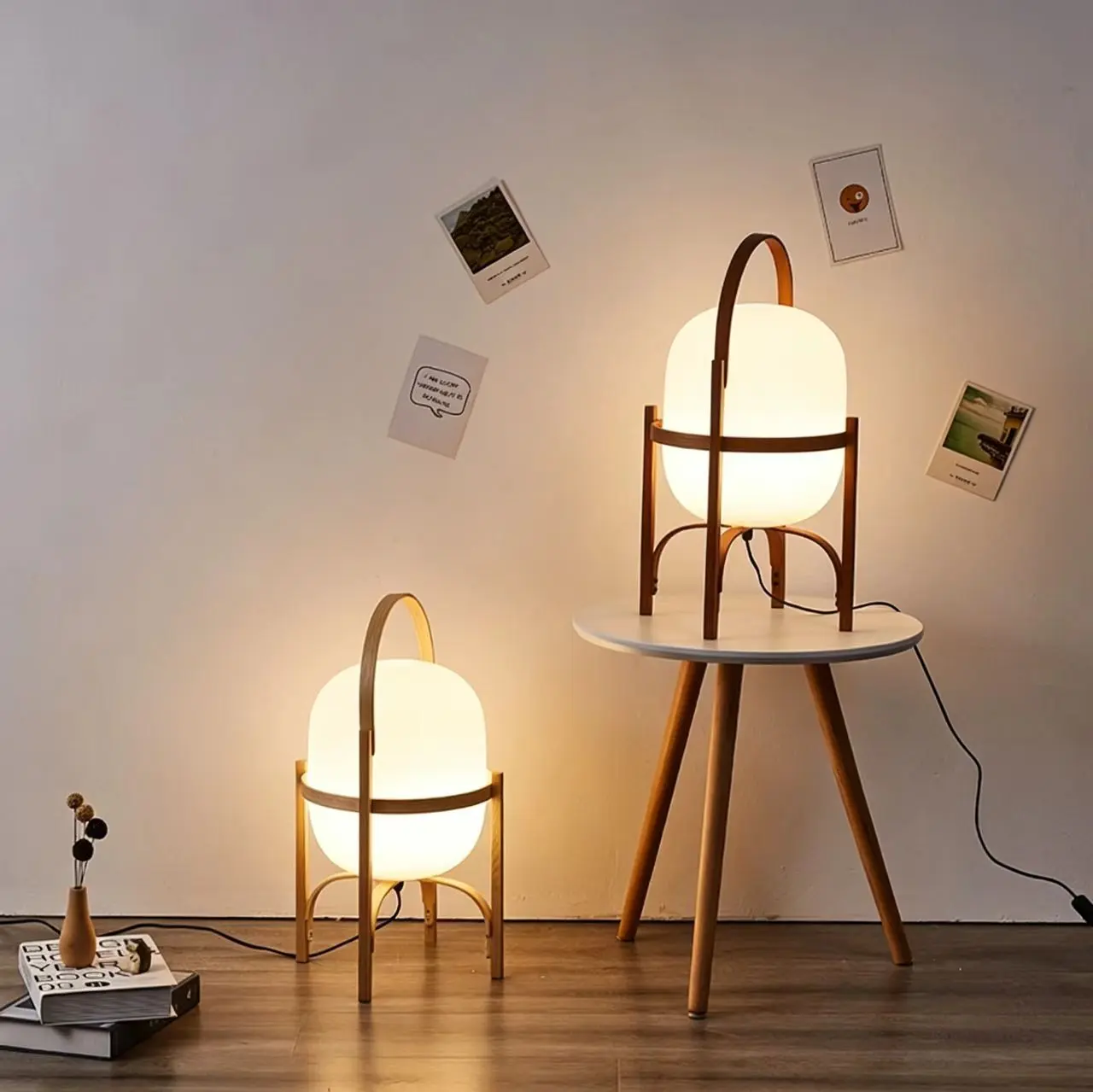 Japandi Wabi Sabi Hand Carry Woodern Lantern Nightstand Lamp TL-N031 3
