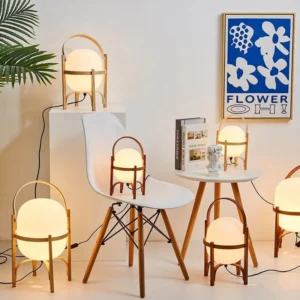 Japandi Wabi Sabi Hand Carry Woodern Lantern Nightstand Lamp TL-N031 4