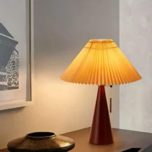 Mid Century Modern Conical Wood Pleated Table Lamp TL-N032 2