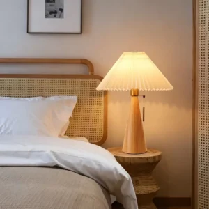 Mid Century Modern Conical Wood Pleated Table Lamp TL-N032 3