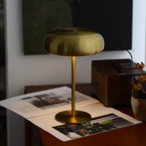 Modern Brass Finish Metal Rechargeable Mushroom LED Table Lamp T45-004 1