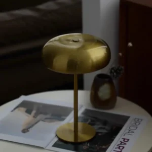 Modern Brass Finish Metal Rechargeable Mushroom LED Table Lamp T45-004 3