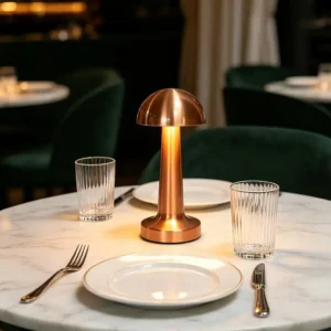 Luxury Retro Cordless Brass Metal Mushroom LED Table Lamp T45-009 1