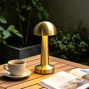 Luxury Retro Cordless Brass Metal Mushroom LED Table Lamp T45-009 2