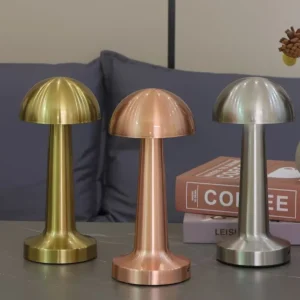 Luxury Retro Cordless Brass Metal Mushroom LED Table Lamp T45-009 4