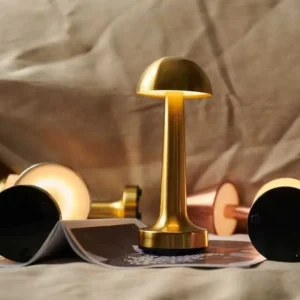 Luxury Retro Cordless Brass Metal Mushroom LED Table Lamp T45-009 8