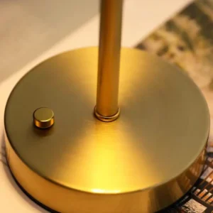 Retro Minimalist Pleated Shade Brass Finish Rechargeable Table Lamp T45-012 5