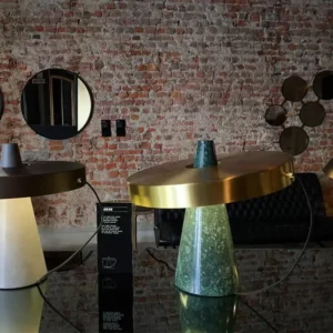 Minimalist Sculptural Marble & Brass finish Table Lamp TL-D022 2