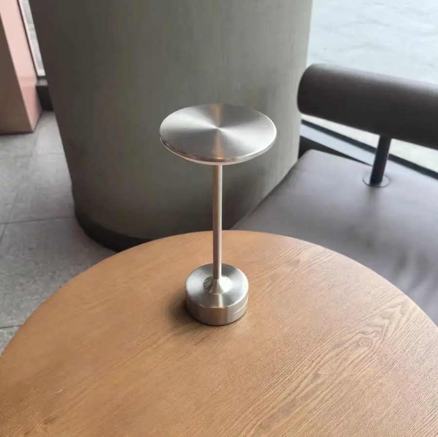 Luxury Round Disc Metal Cordless Rechargeable Touch dimmable Table Lamp T45-021 5