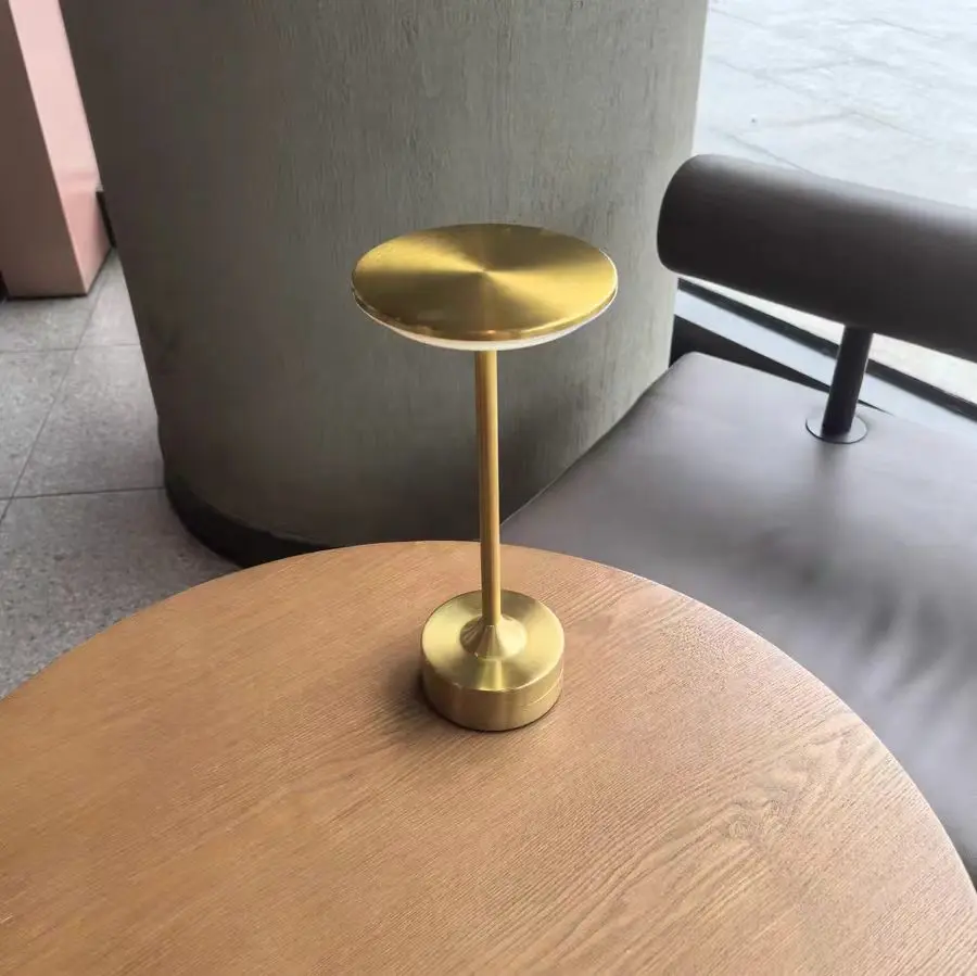 Luxury Round Disc Metal Cordless Rechargeable Touch dimmable Table Lamp T45-021 6