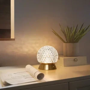 Modern Round Acrylic Texture Rechargeable Mini Table Lamp T45-024 3