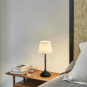 Vintage Striped Fabric Brass Finish Metal Rechargeable Table Lamp T45-028 5