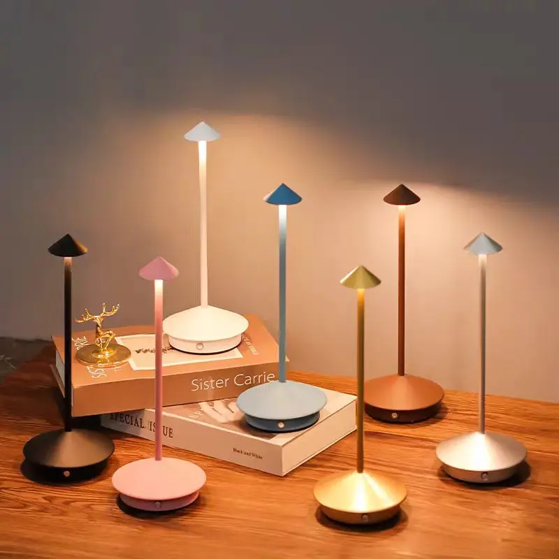 Minimalist Aluminum Cone Cordless Rechargeable LED Table Lamp T45-030 1