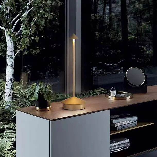 Minimalist Aluminum Cone Cordless Rechargeable LED Table Lamp T45-030 3