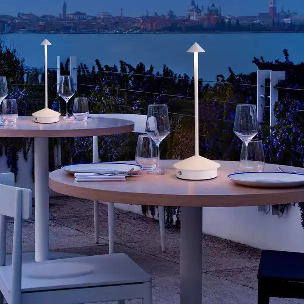 Minimalist Aluminum Cone Cordless Rechargeable LED Table Lamp T45-030 4