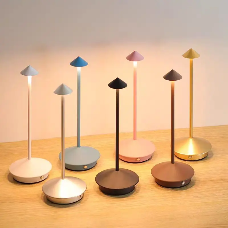 Minimalist Aluminum Cone Cordless Rechargeable LED Table Lamp T45-030 6