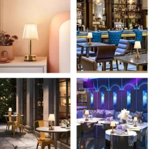 Luxury Rechargeable Pleated Fabric Cordless Touch Control LED Table Lamp T45-031 1