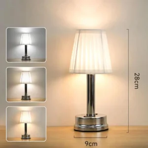Luxury Rechargeable Pleated Fabric Cordless Touch Control LED Table Lamp T45-031 5