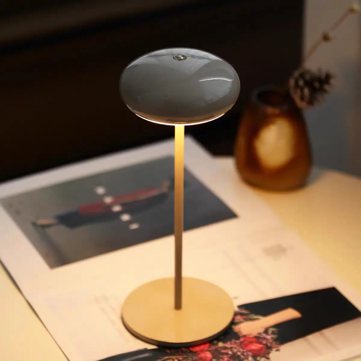 Minimalist Mushroom Touch Control Cordless LED Table Lamp T45-034 3