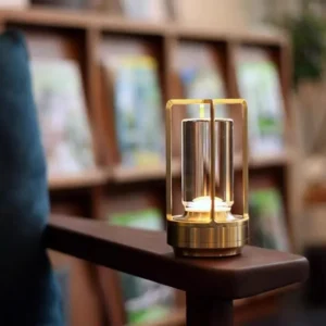 Vintage Style Metal Frame Crystal Lantern Cordless Table Lamp T45-040 1