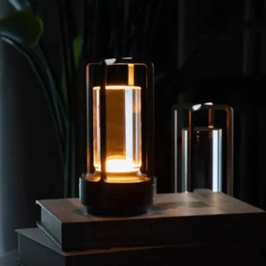Vintage Style Metal Frame Crystal Lantern Cordless Table Lamp T45-040 2