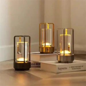 Vintage Style Metal Frame Crystal Lantern Cordless Table Lamp T45-040 6