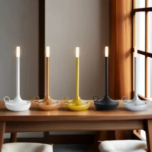Minimalist Tall Metal Cordless Rechargeable Candle Style Table Lamp T45-043 5