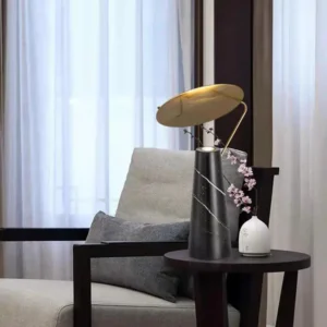 Black Marble Cone Table Lamp with Metal Disc Shade TL-D024 4