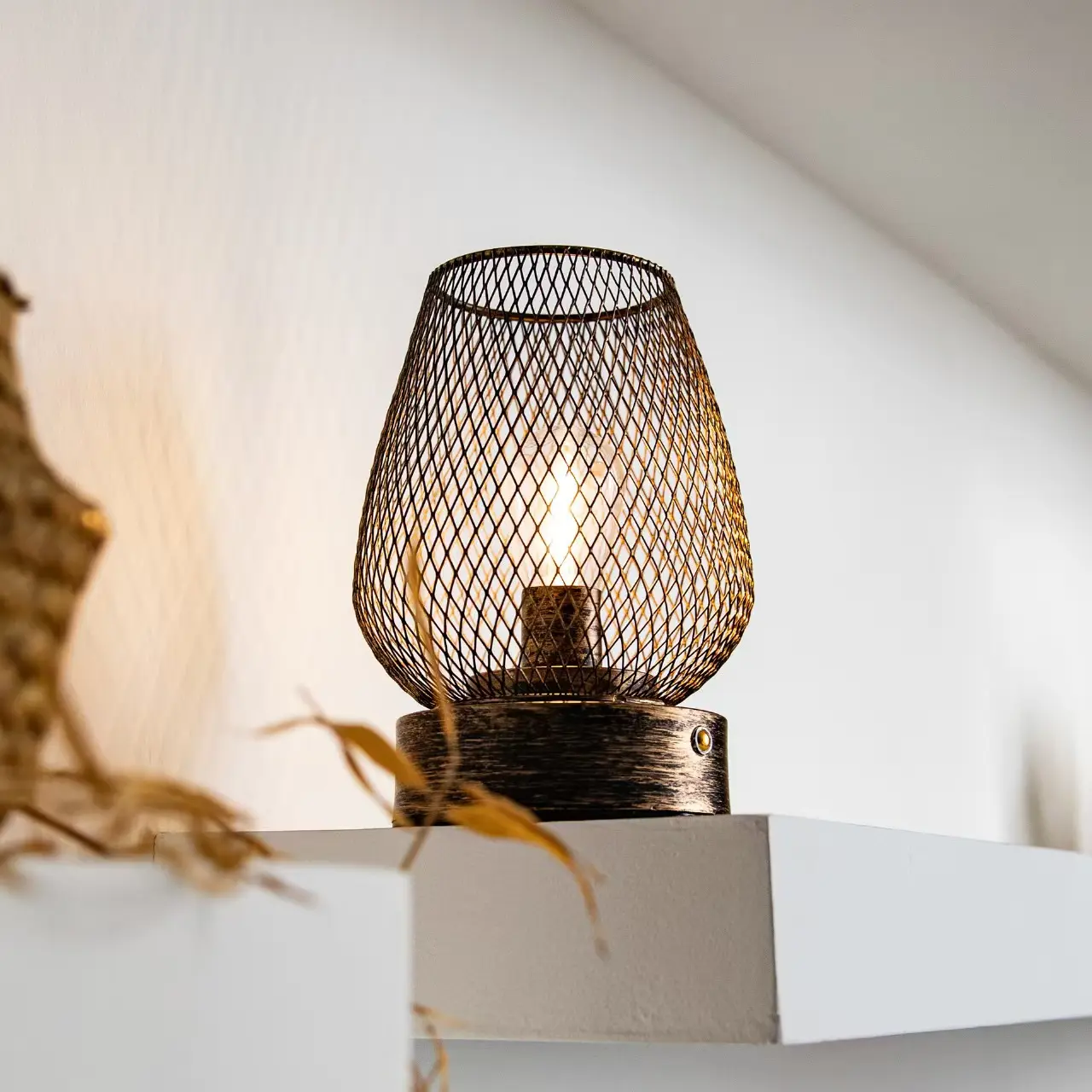 Black Metal Mesh Cage Rechargeable Touch Control Table Lamp T45-017 1
