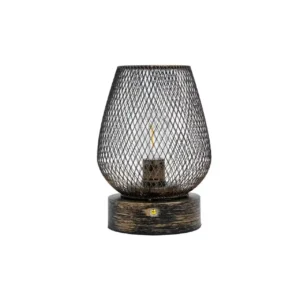 Black Metal Mesh Cage Rechargeable Touch Control Table Lamp T45-017 2