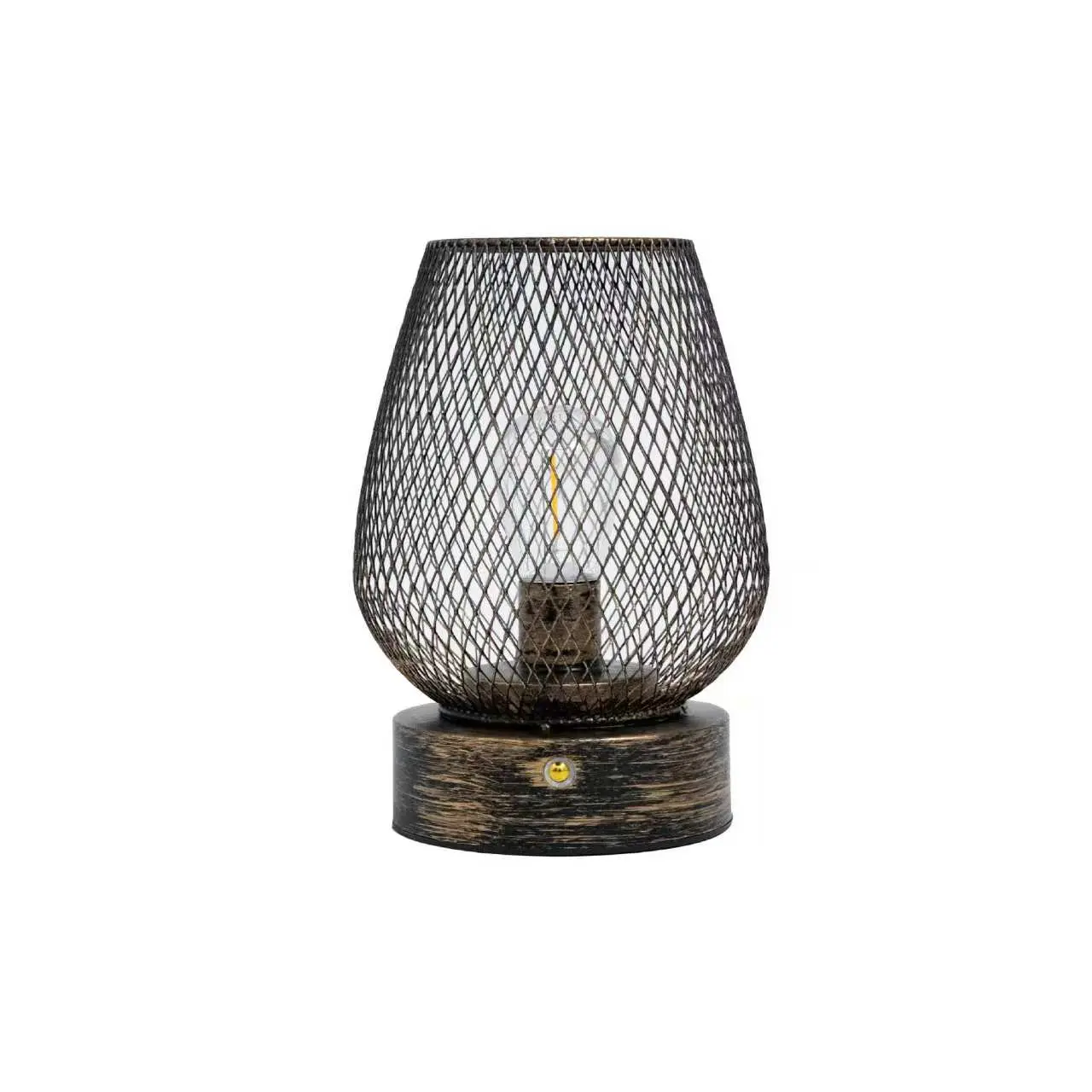 Black Metal Mesh Cage Rechargeable Touch Control Table Lamp T45-017 2