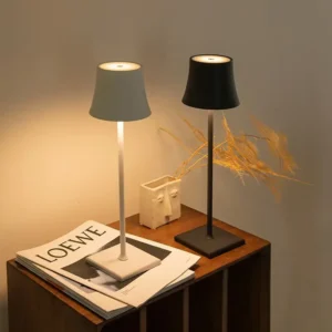 Modern Black & White Tall Rechargeable Ambient Table Lamp T45-053 1