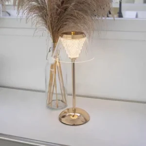 Modern Transparent Ribbed Lampshade Metal Base Cordless Table Lamp T45-033 2