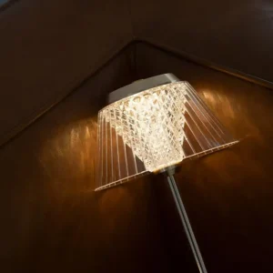 Modern Transparent Ribbed Lampshade Metal Base Cordless Table Lamp T45-033 3