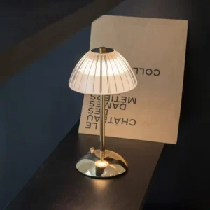 Elegant Transparent Ribbed ABS Mushroom Rechargeable LED Table Lamp T45-039 1
