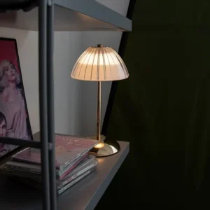 Elegant Transparent Ribbed ABS Mushroom Rechargeable LED Table Lamp T45-039 4