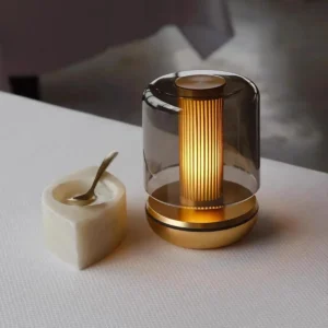 Luxury Small Glass Cylinder Rechargeable Led Table Lamp T45-056 1