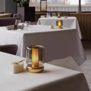 Luxury Small Glass Cylinder Rechargeable Led Table Lamp T45-056 3