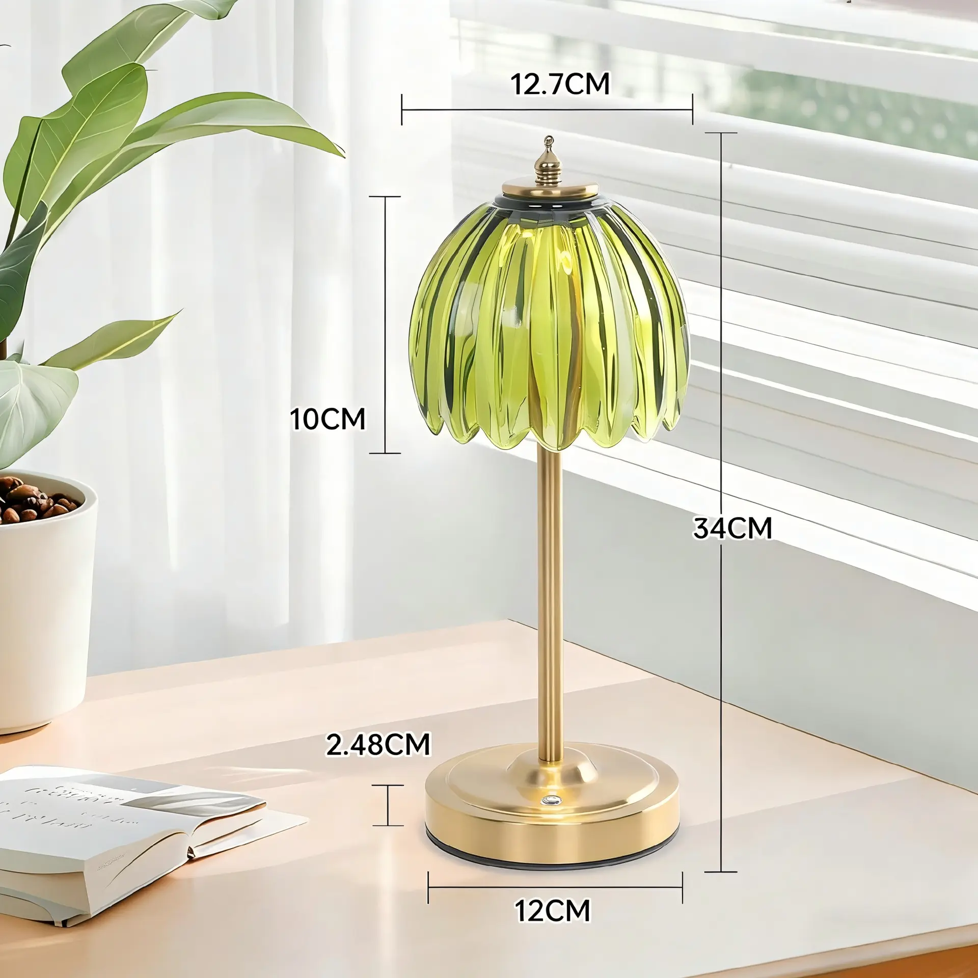 Retro Petal Glass with Brass Finish Base Rechagreable Table Lamp T45-060 3