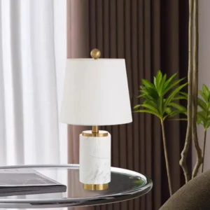 Contemporary Marble Column Table Lamp with White Fabric Shade TL-D027 4