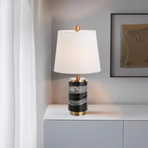 Contemporary Marble Column Table Lamp with White Fabric Shade TL-D027 1