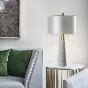 Grey Marble Cone Table Lamp with Brass Metal TL-D030 2