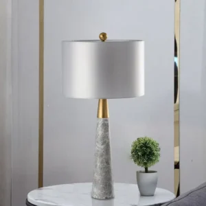 Grey Marble Cone Table Lamp with Brass Metal TL-D030 3