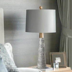 Grey Marble Cone Table Lamp with Brass Metal TL-D030 4