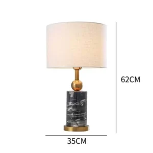 Luxury Black Marble Column Table Lamp with Linen Shade TL-D032 2