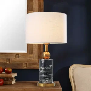 Luxury Black Marble Column Table Lamp with Linen Shade TL-D032 3