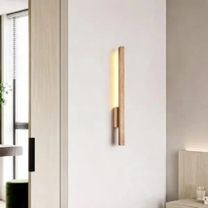 Minimalist Travertine & Wood Linear Led Wall Lamp WB2001 2