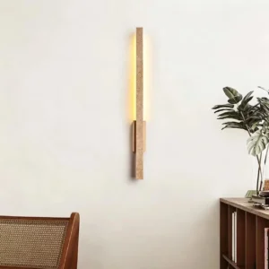 Minimalist Travertine & Wood Linear Led Wall Lamp WB2001 3